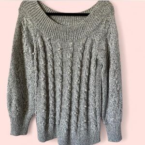 New York & Company Gray Cable Knit Sweater